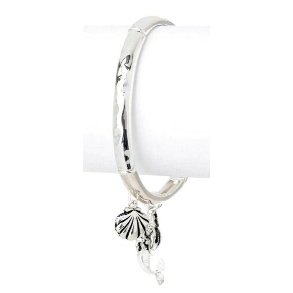 Silver Charm Stretch Bracelet w Mermaid Charm - Picture 3 of 3